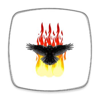 Rabe Feuer Okkult spirituell Ritual Satan Horror - Viereckiger Kühlschrankmagnet - Weiß - Vorne