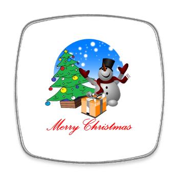 Weihnachten Merry Christmas Schneemann - Viereckiger Kühlschrankmagnet - Weiß - Vorne