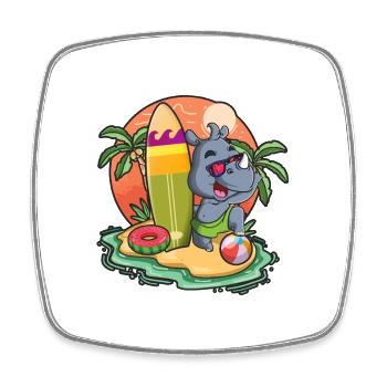 Funny Rhinoceros Surf Lovers Cool Surfboard Humor - Square fridge magnet - white - Front