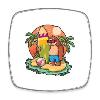Funny Sloth Surf Lovers Cool Surfboard Surfing Wortspiel - Viereckiger Kühlschrankmagnet - Weiß - Vorne