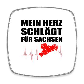 Herzschlag Sachsen Liebe Heimat - Viereckiger Kühlschrankmagnet - Weiß - Vorne