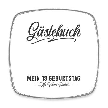 19. Geburtstag Gästebuch - Viereckiger Kühlschrankmagnet - Weiß - Vorne