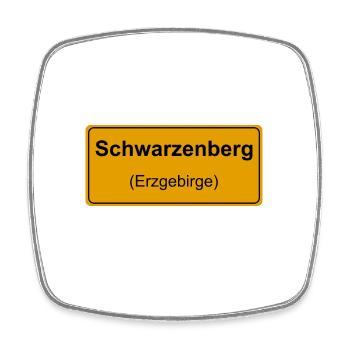 Schwarzenberg Erzgebirge Ortsschild - Viereckiger Kühlschrankmagnet - Weiß - Vorne