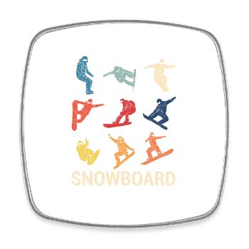 Snowboard Retro Vintage Wintersport Freestyle Snow - Viereckiger Kühlschrankmagnet - Weiß - Vorne