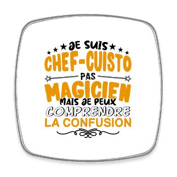 Chef-Cuistot pas Magicien | le Meilleur Chef-Cuis - Magnet carré - blanc - Devant