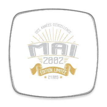 Mai 2002 21 Ans Anniversaire Vintage Idée Cadeau - Magnet carré - blanc - Devant