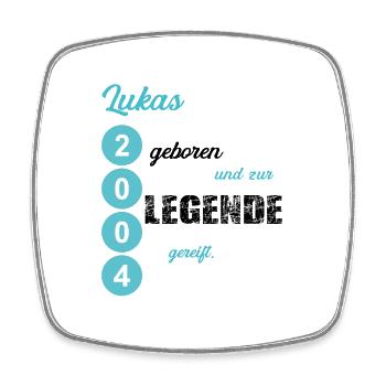 Lukas 2004 geboren Geburtstag Legende - Viereckiger Kühlschrankmagnet - Weiß - Vorne