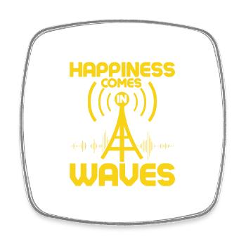 Happiness Comes In Waves Amateur Radio Operator - Square fridge magnet - white - Front