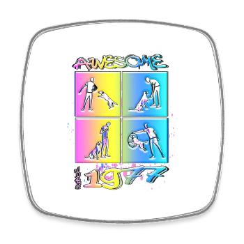 Awesome since 1977. Agility, Hundetraining - Square fridge magnet - white - Front