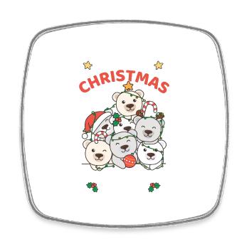 Eisbär Chemise de pyjama de Noël Joyeux Noël - Magnet carré - blanc - Devant