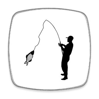 Angler - Viereckiger Kühlschrankmagnet - Weiß - Vorne