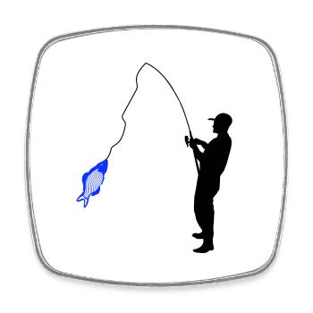 Angler - Viereckiger Kühlschrankmagnet - Weiß - Vorne