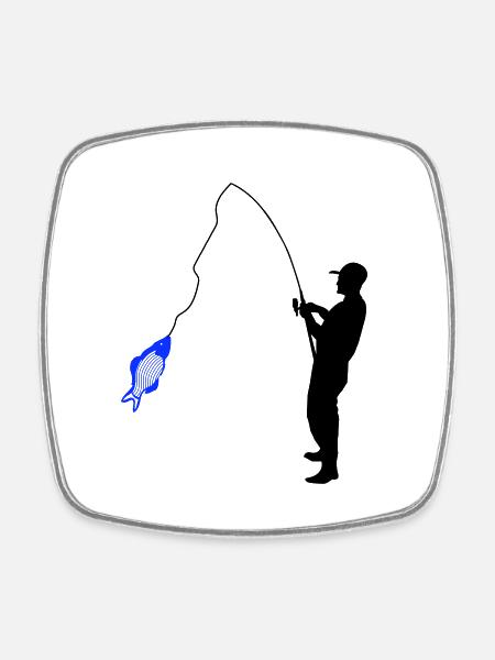 Angler - Viereckiger Kühlschrankmagnet - Weiß