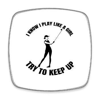 Golfspielerin Golf Mädchen Golfball Golfschläger - Viereckiger Kühlschrankmagnet - Weiß - Vorne