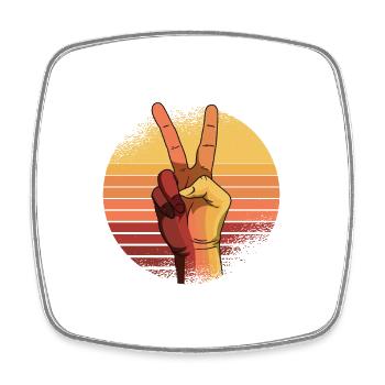 Peace Sign Vintage Frieden Liebhaber Positivität - Viereckiger Kühlschrankmagnet - Weiß - Vorne