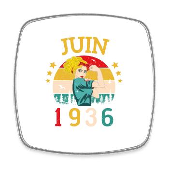 Juin 1936 Anniversaire Vintage Happy Birthday - Magnet carré - blanc - Devant