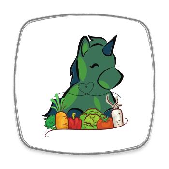 Veggie Einhorn - Viereckiger Kühlschrankmagnet - Weiß - Vorne