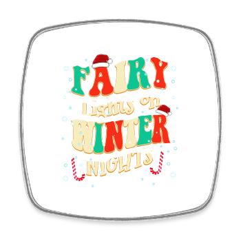 Weihnachtszitate Lichterketten im Winter - Viereckiger Kühlschrankmagnet - Weiß - Vorne