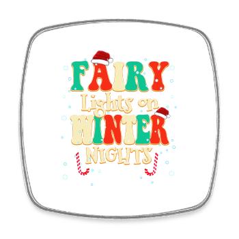 Fairy Lights Winter Nights Christmas Winter - Square fridge magnet - white - Front