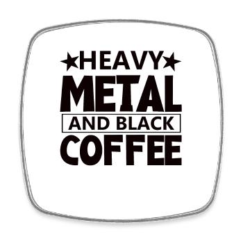 Café et Heavy Metal Rock Heavy Metal Metalhead - Magnet carré - blanc - Devant