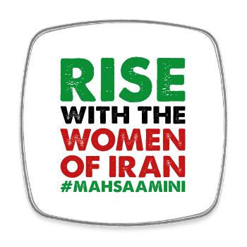 Zan Zendegi Azadi Font Green - Square fridge magnet - white - Front