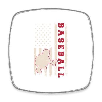 Baseball Catcher USA Flag Patriotic American Flag - Viereckiger Kühlschrankmagnet - Weiß - Vorne