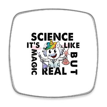 Funny Science Is Like Magic But Real Unicorn - Square fridge magnet - white - Front