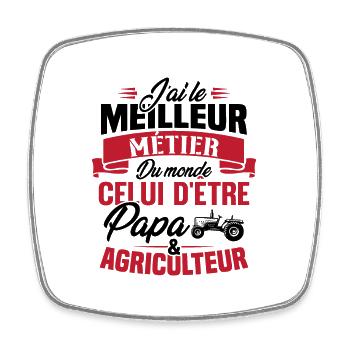 Papa et agriculteur, Cadeau papa agriculteur - Magnet carré - blanc - Devant
