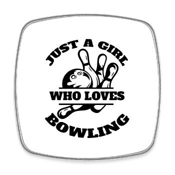 Bowling Filles Boule de bowling Bowler Kegeln Kegel - Magnet carré - blanc - Devant