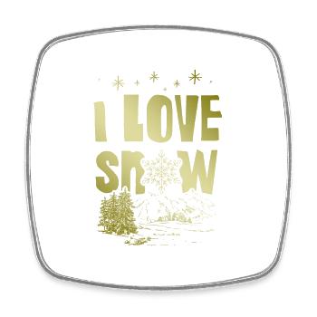 I Love Snow Spruch - Viereckiger Kühlschrankmagnet - Weiß - Vorne