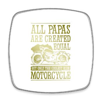 Papa Motorcycle - Square fridge magnet - white - Front