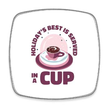 Christmas Snow Globe Coffee Caffeine Lover - Square fridge magnet - white - Front