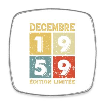 Anniversaire Vintage Idée Cadeau Décembre 1959 - Magnet carré - blanc - Devant