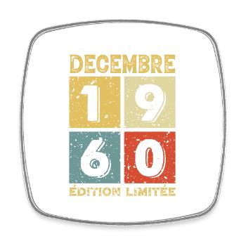 Anniversaire Vintage Idée Cadeau Décembre 1960 - Magnet carré - blanc - Devant