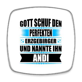 Erzgebirge Mann Namen Sachsen Andi - Viereckiger Kühlschrankmagnet - Weiß - Vorne