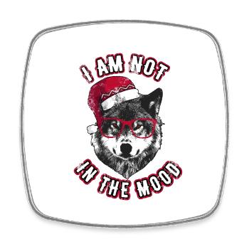 Ich bin nicht in der Stimmung - Grumpy Christmas Wolf - Viereckiger Kühlschrankmagnet - Weiß - Vorne