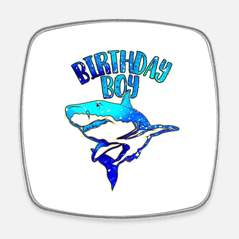 Birthday Boy - Thème Requin - Magnet carré - blanc