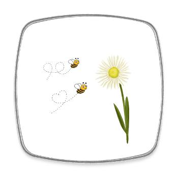 Deux petites et mignonnes abeilles - Magnet carré - blanc - Devant