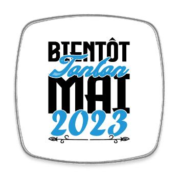 Cadeau Annonce grossesse bientôt Tonton Mai 2023 - Magnet carré - blanc - Devant