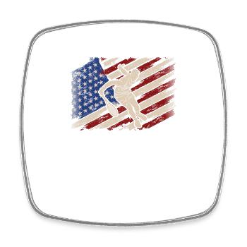 Amerikanische Flagge Tennisspieler Lustig US Sport - Viereckiger Kühlschrankmagnet - Weiß - Vorne