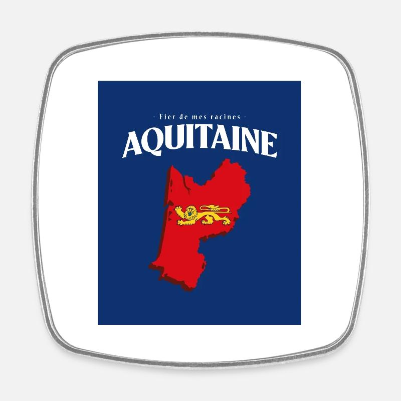 Fier de mes Racines Aquitaine Bleu - Magnet carré - blanc