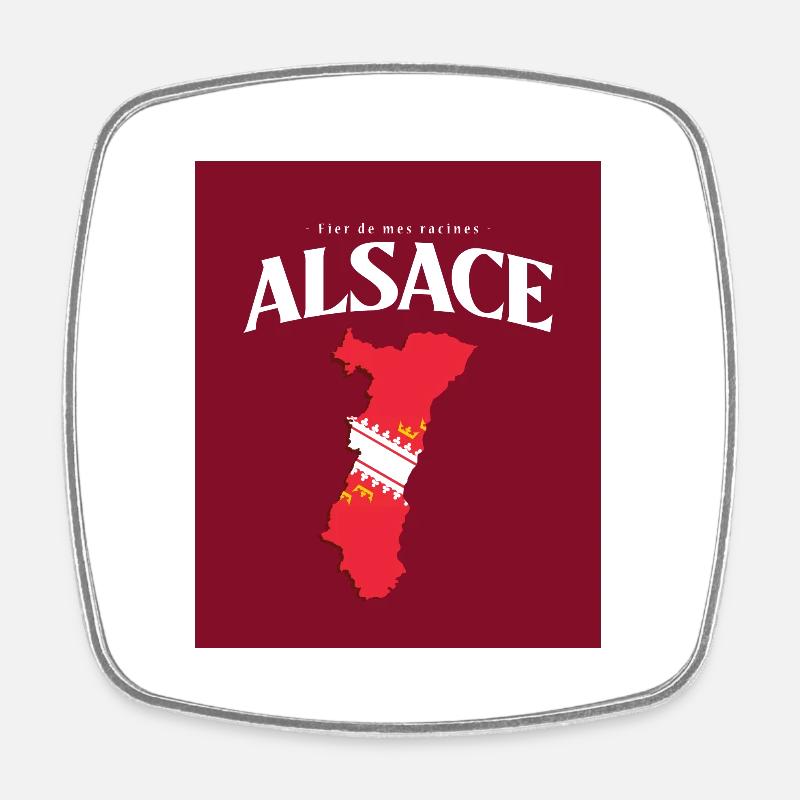 Fier de mes Racines Alsace Rouge - Magnet carré - blanc