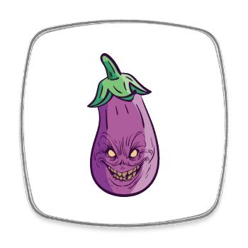 Halloween Auberginenmonster Gesundes Essen - Viereckiger Kühlschrankmagnet - Weiß - Vorne