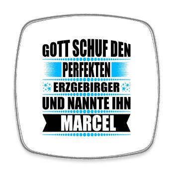 Erzgebirge Mann Namen Sachsen Marcel - Viereckiger Kühlschrankmagnet - Weiß - Vorne