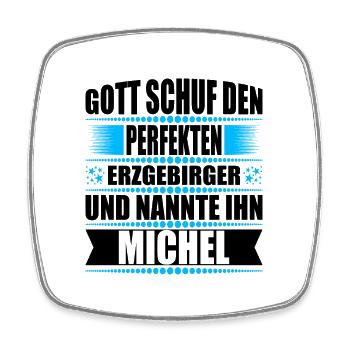 Erzgebirge Mann Namen Sachsen Michel - Viereckiger Kühlschrankmagnet - Weiß - Vorne