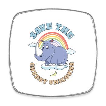 Save The Chubby Unicorns Cute Rhinoceros - Viereckiger Kühlschrankmagnet - Weiß - Vorne