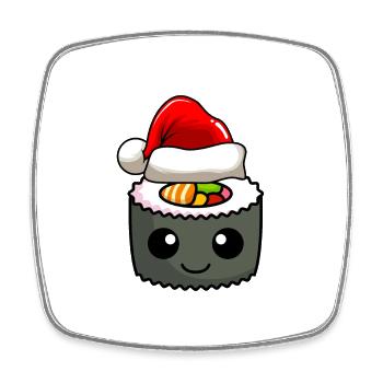 Sushi Weihnachten Comic Xmas - Viereckiger Kühlschrankmagnet - Weiß - Vorne