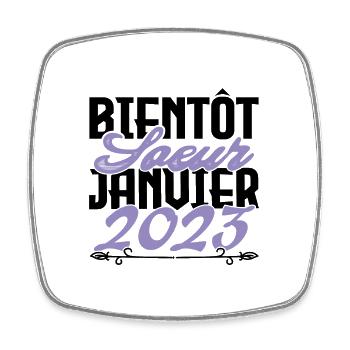 Annonce grossesse. bientôt Sœur Janvier 2023.soeur - Magnet carré - blanc - Devant
