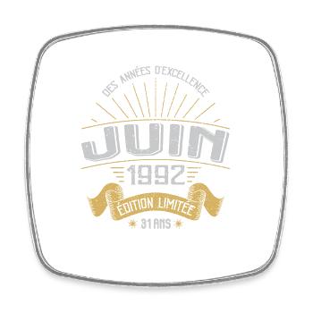 Juin 1992 31 Ans Anniversaire Vintage Idée Cadeau - Magnet carré - blanc - Devant
