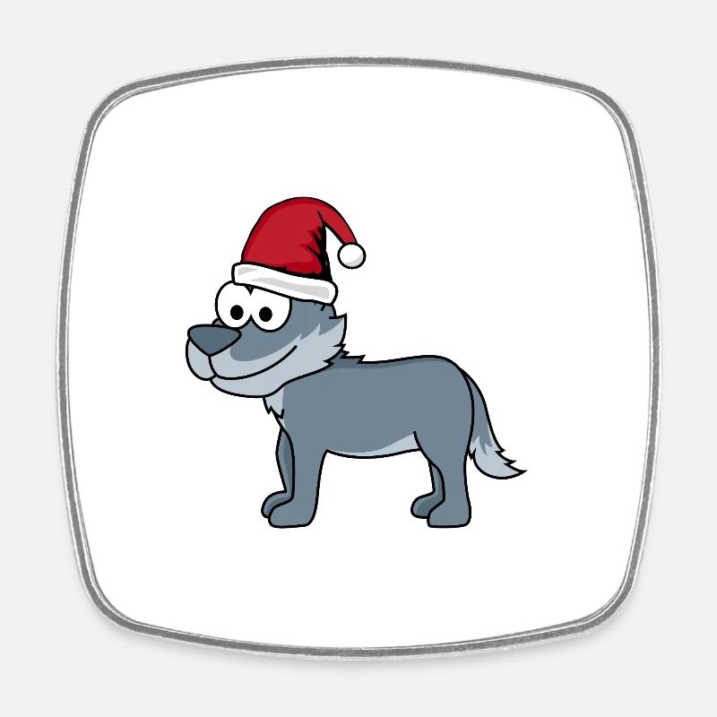 Wolf Comic Christmas - Magnet carré - blanc